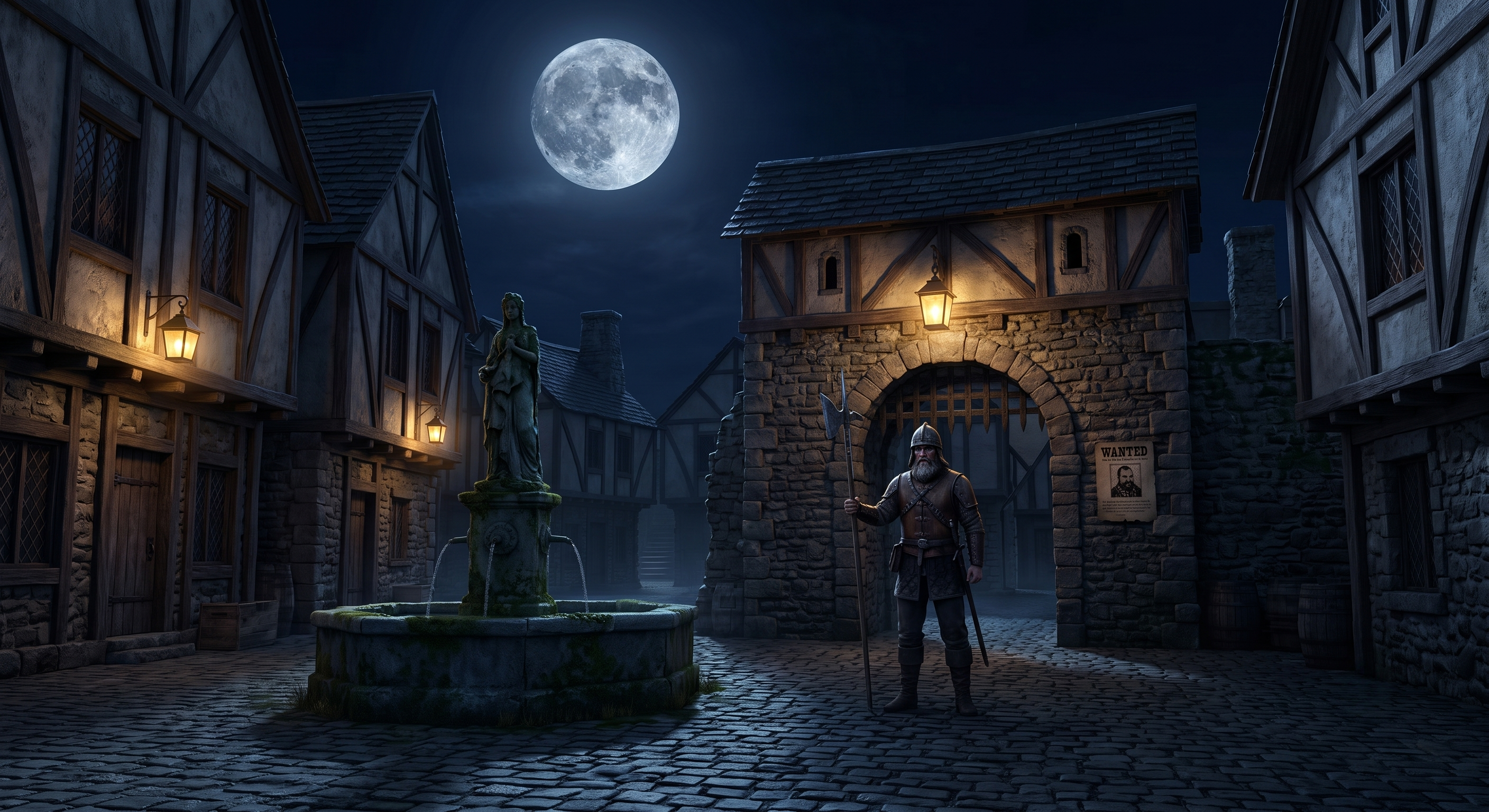 The Village Square by night